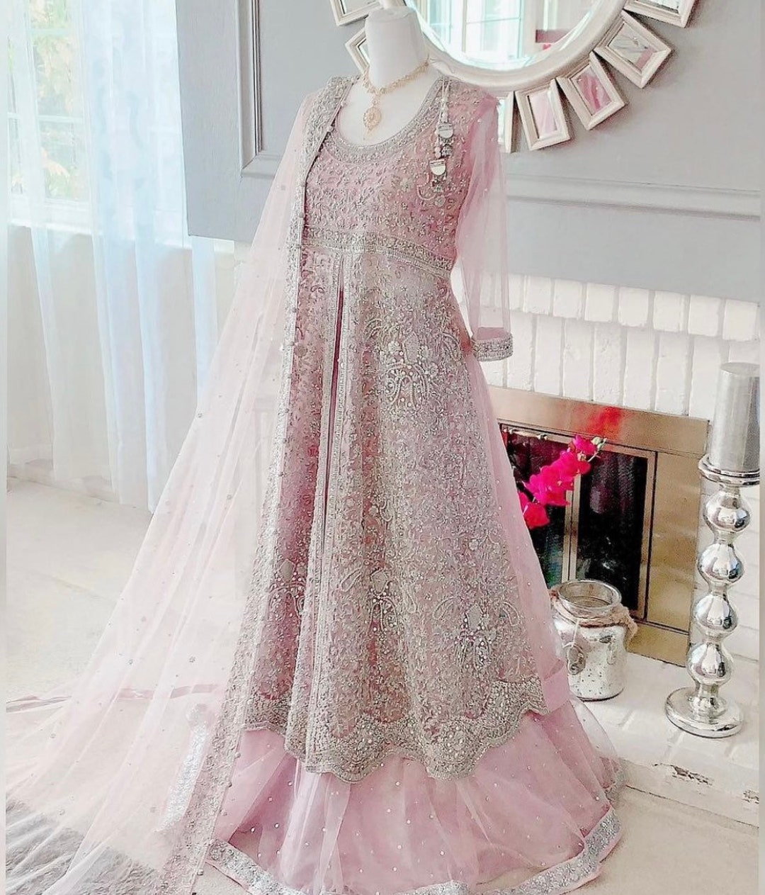 pink long gown dress