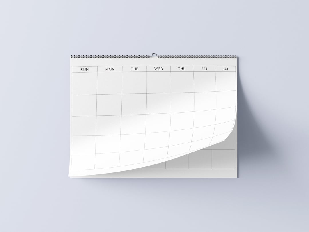 Blank Calendar Printable, Large Undated Calendar, Minimalist Calendar ...