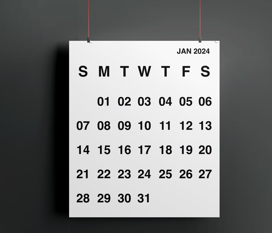 2024 Digital Calendar Printable Calendar Black&white Calendar
