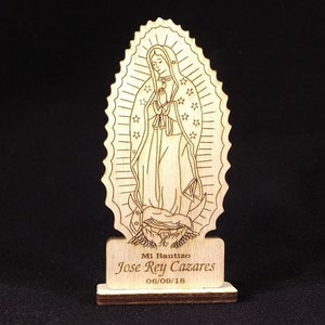bapcp09 - WOOD CENTERPIECE PERSONALIZED. Virgen de Guadalupe . Baptism, Christening, First Communion, Bautizo, Primera Comunion