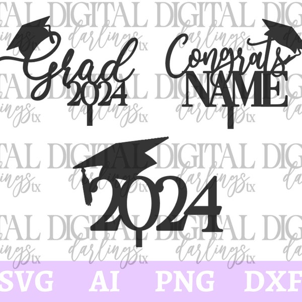 2024 Graduation Cake Topper SVG, Congrats Personalized name, Grad 2024 Cake Topper SVG, Senior 2024 Cake Topper SVG