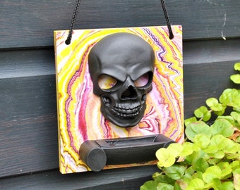 Gothic Bee Water Station, Skull Insect Feeder, Jesmonite Bee Bath