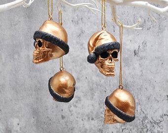 Copper Santa Skull Christmas Bauble: Metallic Xmas Tree Ornament