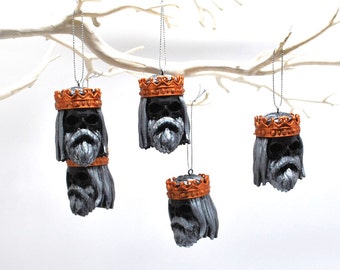 King Bearded Skull Christmas Ornament, Gothic Tree Bauble