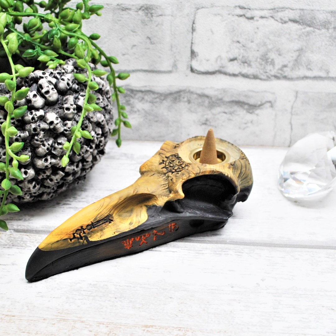 Raven Skull Incense Holder Gothic Incense Burner Incense Etsy