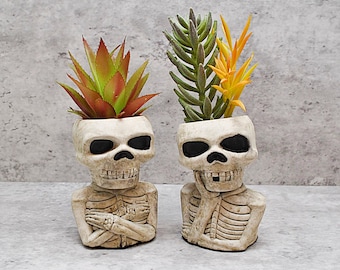 Handmade Gothic Skull Planter, Succulent Plant Pot