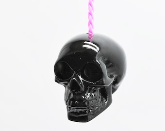 Black Skull Light Pull, Bathroom Light Pull Cord, Kitchen Light Pull, Goth Decor