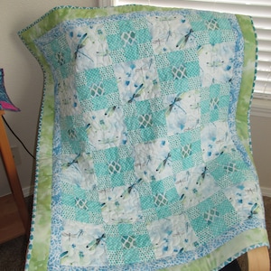 Dragonflies Deco baby quilt, toddler quilt, stroller quilt, twins, gift for her, gift for him, shower gift, dragonfly