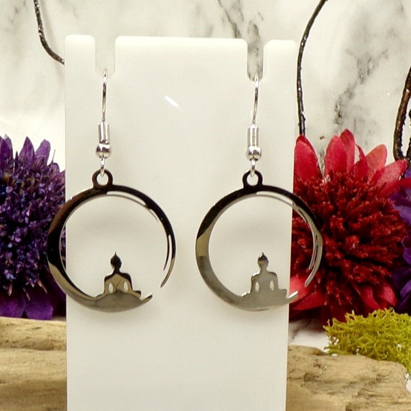 Zen Circle Buddha Earrings, Enso Buddha Earrings, Zen Jewelry, Buddha Jewelry, Japanese Enso Circle, Enlightenment, Strength