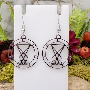Sigil Of Lucifer Earrings, Satan Earrings, Gothic Earrings, Luciferian Symbol, Dark Lord Earrings, Occult Jewelry