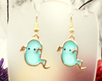 Blue Resin Ghost Earrings, Cute Earrings, Pastel Blue Earrings, Spirit Earrings, Resin Halloween Earrings, Pastel Goth Earrings