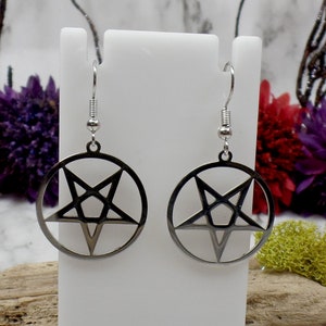 Inverted Pentacle Earrings, Wiccan Earrings, Pagan Earrings, Pentagram, Spiritual Jewelry, Gothic Earrings,