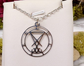 Sigil Of Lucifer Necklace, Satan necklace, Gothic Necklace, Luciferian Symbol, Dark Lord Necklace, Occult Jewelry