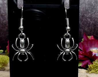 Dainty Silver Spider Earrings, Tiny Spider, Small Spider Jewelry, Halloween Spider, Halloween Jewelry