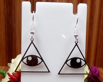 Illuminati Pyramid Eye Earrings, All Seeing Eye, Eye of Providence, Masonic Earrings, Freemason Earrings, Secret Society