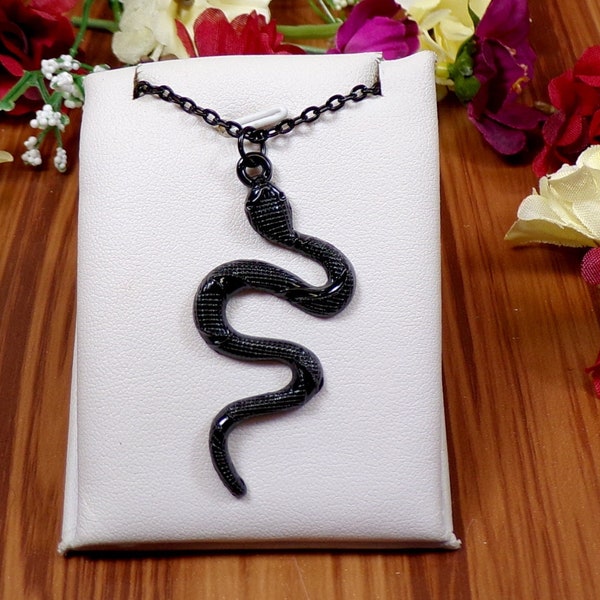 Black Snake Necklace - Slithering Snake - Serpent Necklace - Black Snake Lilith - Animal Totem Necklace - Gothic Snake