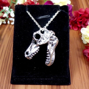 T-Rex Dinosaur Skull Necklace, Dinosaur Fossil Bones, Prehistoric Jewelry, Paleontologists Gift