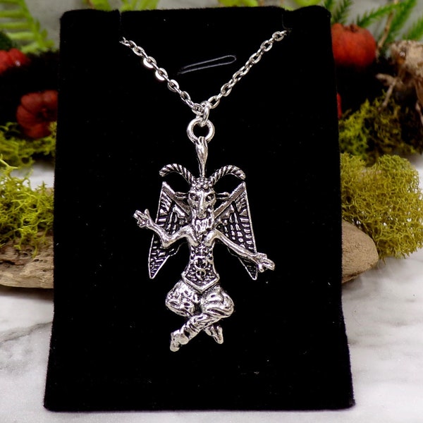 Sitting Baphomet Necklace, Satanist Jewelry, Gothic Necklace, Satanic Necklace, Alternative Jewelry, Goat Head, Occult
