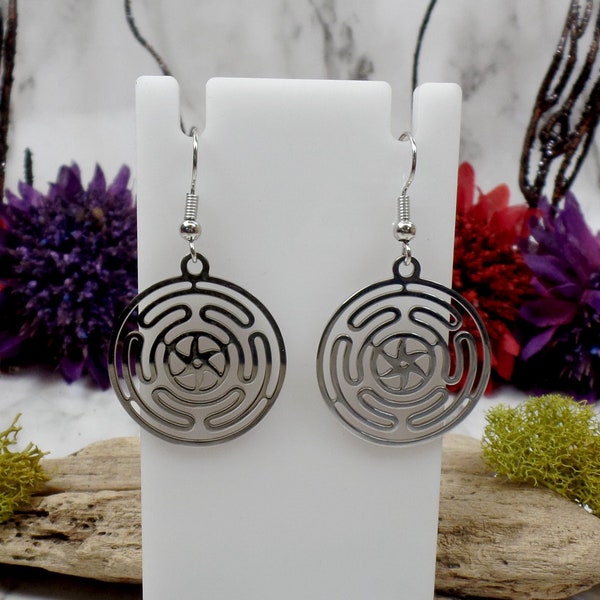 Hecate's Wheel Earrings, Hekate, Goddess Earrings, Witch Earrings, Pagan Goddess, Strophalos, Woman Earrings, Spiritual Jewelry