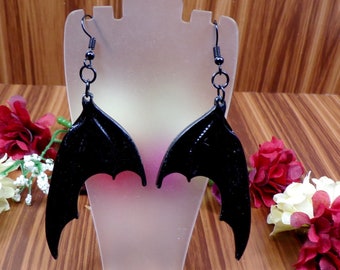 Bat Wing Earrings, Black Bat Earrings, Bat Jewelry, Halloween Bat, Demon Wing Earrings, Vampire Bat, Gothic Bat