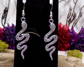 Silver Snake Earrings, Shiny Snakes, Lilith Earrings, Animal Earrings, Serpent Earrings