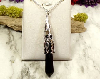 Homyl Natural Agate Pendant Necklace Long Sweater Necklace Black Rope Cord Chain 
