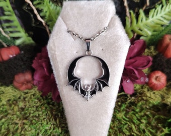 Black Bat Necklace, Smaller Version, Bat Wing Jewelry, Halloween Bats, Vampire Bats, Gothic Accessories