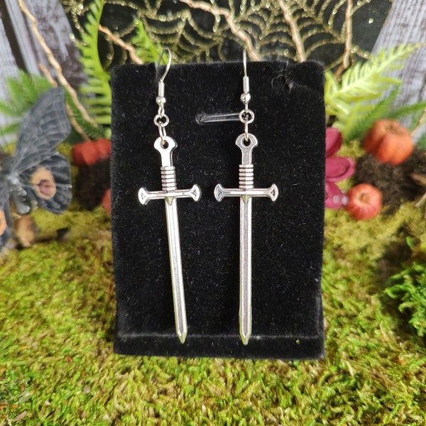 Gothic Sword Earrings, Dagger Earrings, Medieval Sword, Dagger Jewelry, Viking Earrings, Excalibur Earrings, Fantasy Earrings,  D&D, Small