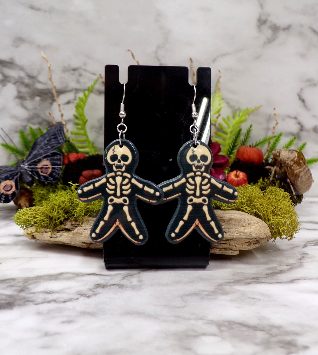 Skeleton Gingerbread Cookie Man Earrings Halloween Cookie Earrings