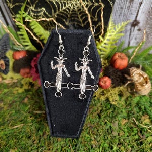 Baphomet Inverted Black Cross Earrings, Upside Down Cross, Satanic Cross, Baphomet Jewelry, As Above So Below, Smaller Version