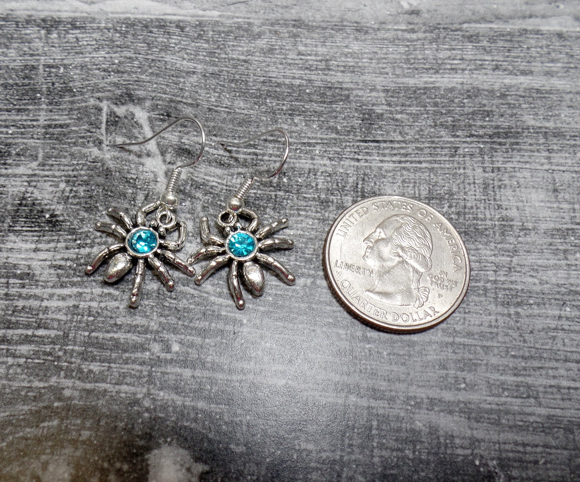 Light Blue Rhinestone Spider Earrings, Halloween Jewelry - Etsy