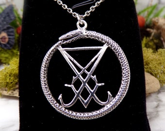 Ouroboros Sigil Of Lucifer Necklace, Satan necklace, Gothic Necklace, Luciferian Symbol, Dark Lord Necklace, Spiritual Jewelry