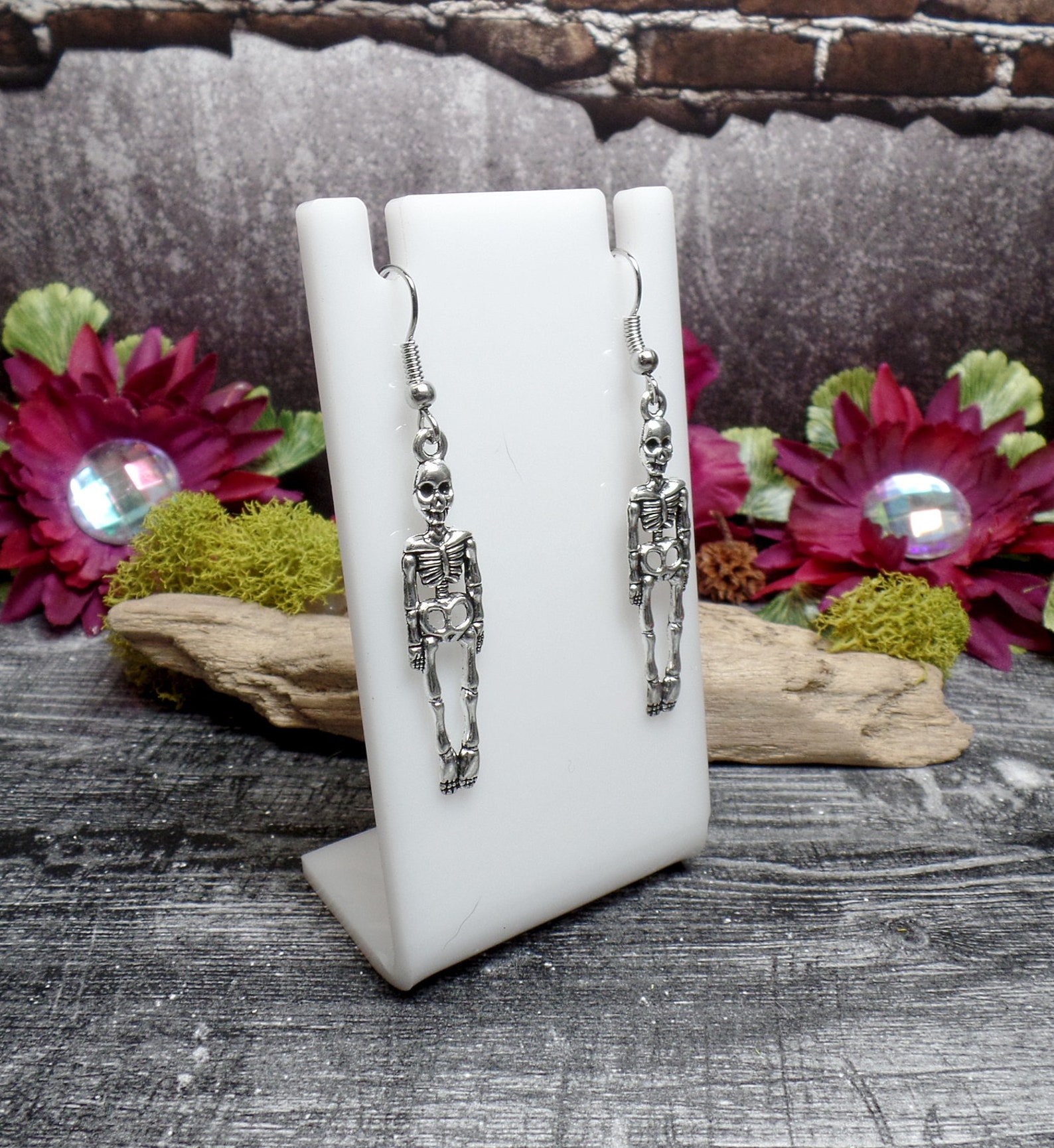 Silver skeleton earrings Clearance
