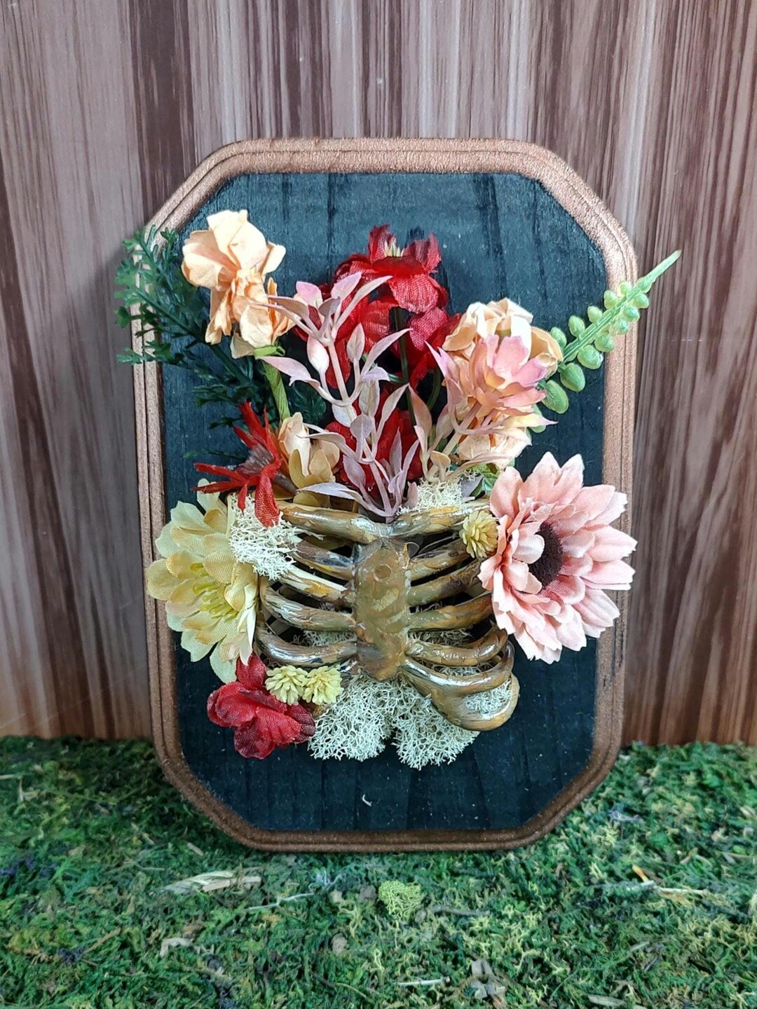 Floral Rib Cage Wall Plaque, Skeleton Wall Decor, Gothic Home Decor ...