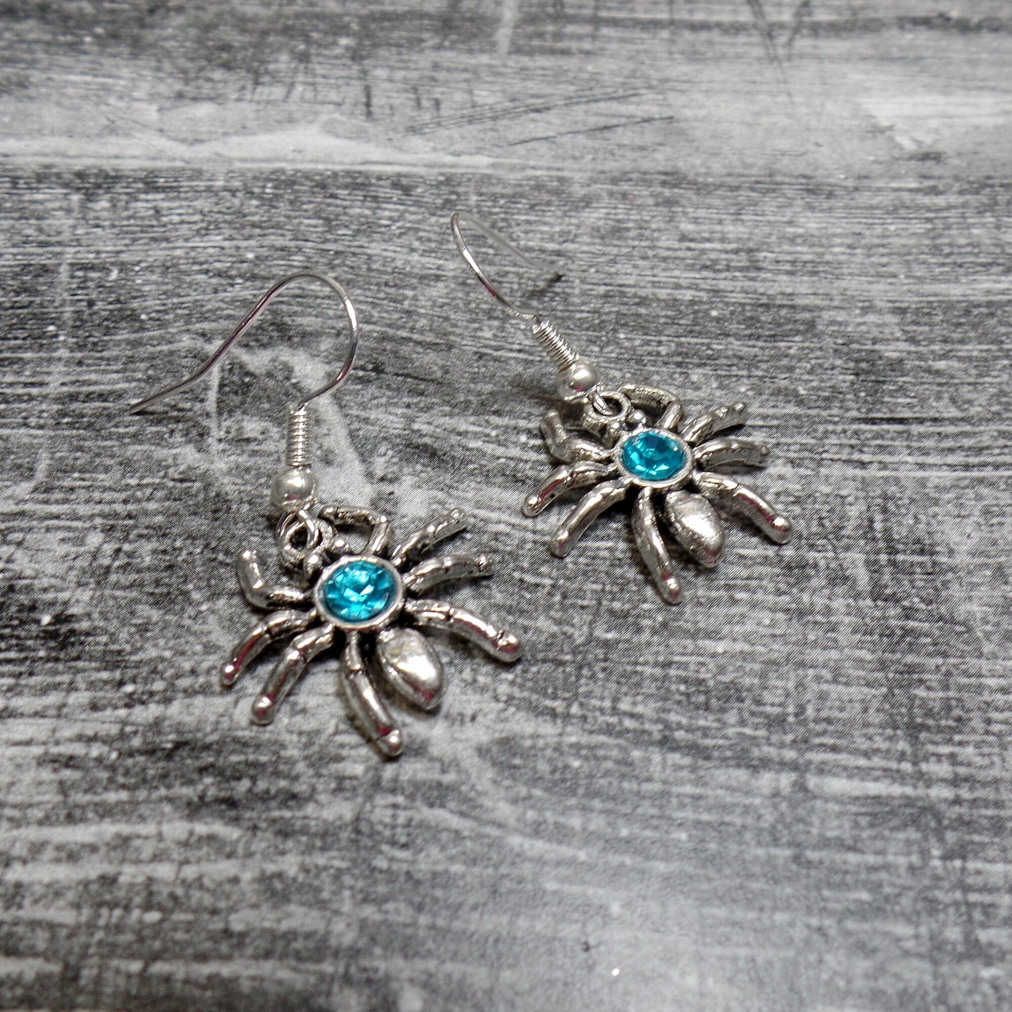 Light Blue Rhinestone Spider Earrings, Halloween Jewelry - Etsy