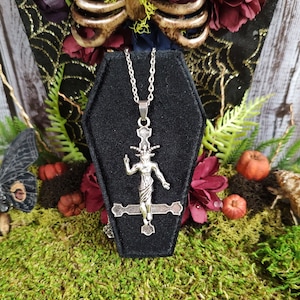 Baphomet Inverted Cross Necklace, Upside Down Cross, Satanic Cross, Baphomet Jewelry, As Above So Below