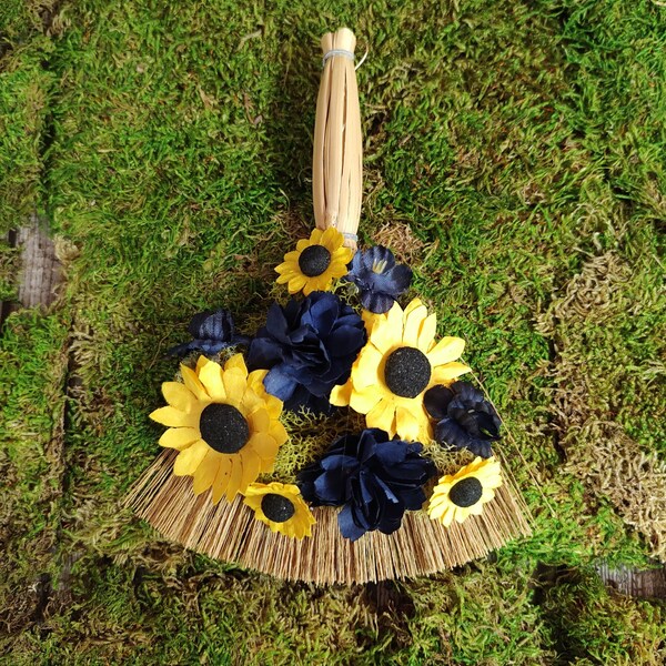 Small Colorful Flower Altar Besom, Floral Broom, 7" Broom, Witches Broom, Hearth Broom, Wall Decor, Pagan, Wiccan