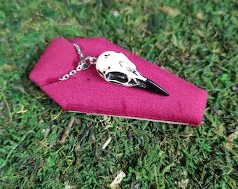 Raven Skull Necklace, Crow Skull Necklace, Bird Skull Jewelry, Halloween Costume, Gothic Accessories, Plague Doctor