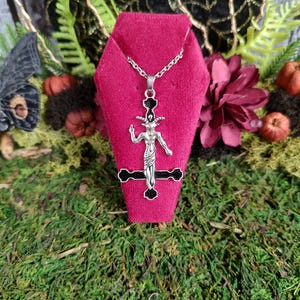 Baphomet Inverted Black Cross Necklace, Upside Down Cross, Satanic Cross, Baphomet Jewelry, As Above So Below, Smaller Version