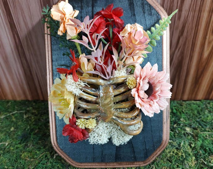 Floral Rib Cage Wall Plaque, Skeleton Wall Decor, Gothic Home Decor ...