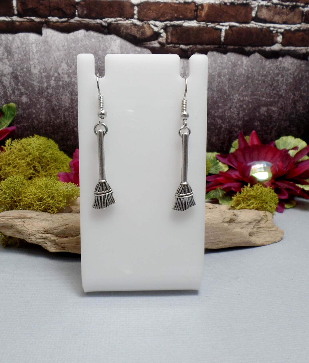 Dainty Silver Broom Earrings Tiny Besoms Witches Broom Earrings Kitchen Broom Earrings Etsy