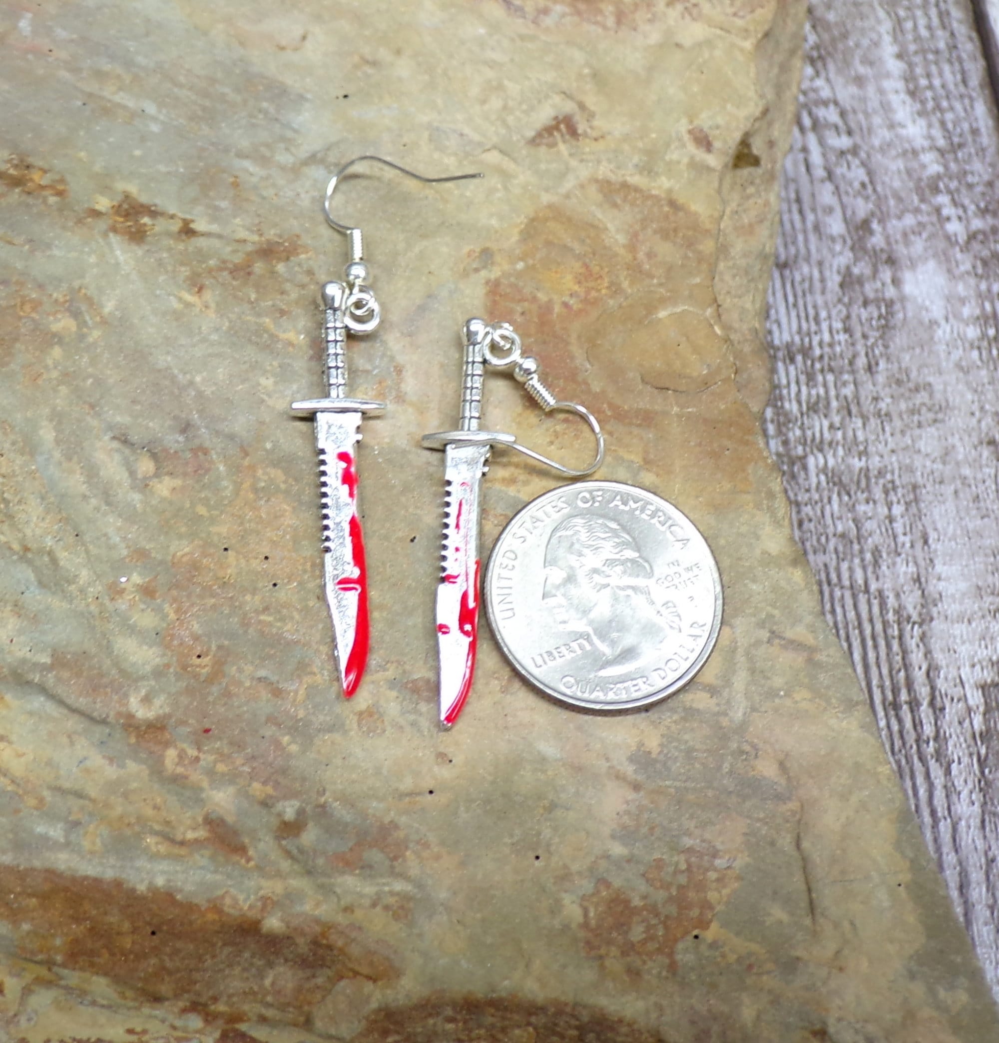 Bloody Hunting Knife Earrings Cosplay Horror Earrings - Etsy