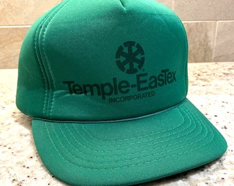 Vintage 70s Temple-Eastex Incorporated Snapback Trucker Hat, Diboll, Pineland TX, Logging, Lumber, Paper Mill, Foam backing