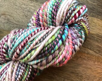 4 ounces Bulky 2 Ply Handspun Yarn Wool Handspun Bag O/' Fun Lockspun Chunky Single Ply Art Yarn
