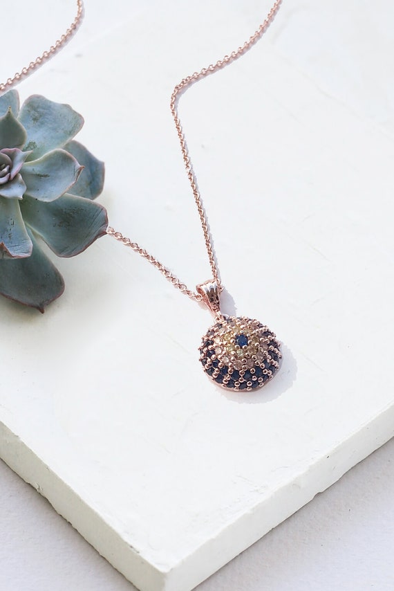 Rose Gold Evil Eye Necklace Dainty Charm Mini - Rose Gold Evil Eye Pendant Rose Gold Evil Eye Necklace Dainty Charm Mini - Rose Gold Evil Eye Pendant