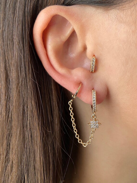 Double piercing deals hoop earrings