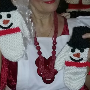 Snowman Mittens Handmade Crochet - SOLD OUT