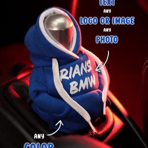 Gear Shift Hoodie with individual design, Shift Knob Hoodie, Mini Shift Knob Hoodie, Gear Shift Cover blue color