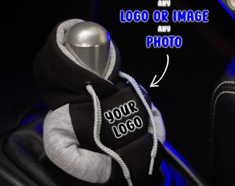 Sudadera con capucha para palanca de cambios con diseño individual, sudadera con capucha para palanca de cambios, sudadera con capucha para palanca de cambios mini, funda para palanca de cambios en color negro y gris