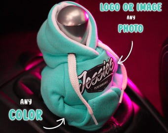 Gear Shift Hoodie with individual design, Shift Knob Hoodie, Mini Shift Knob Hoodie, Gear Shift Cover azure color